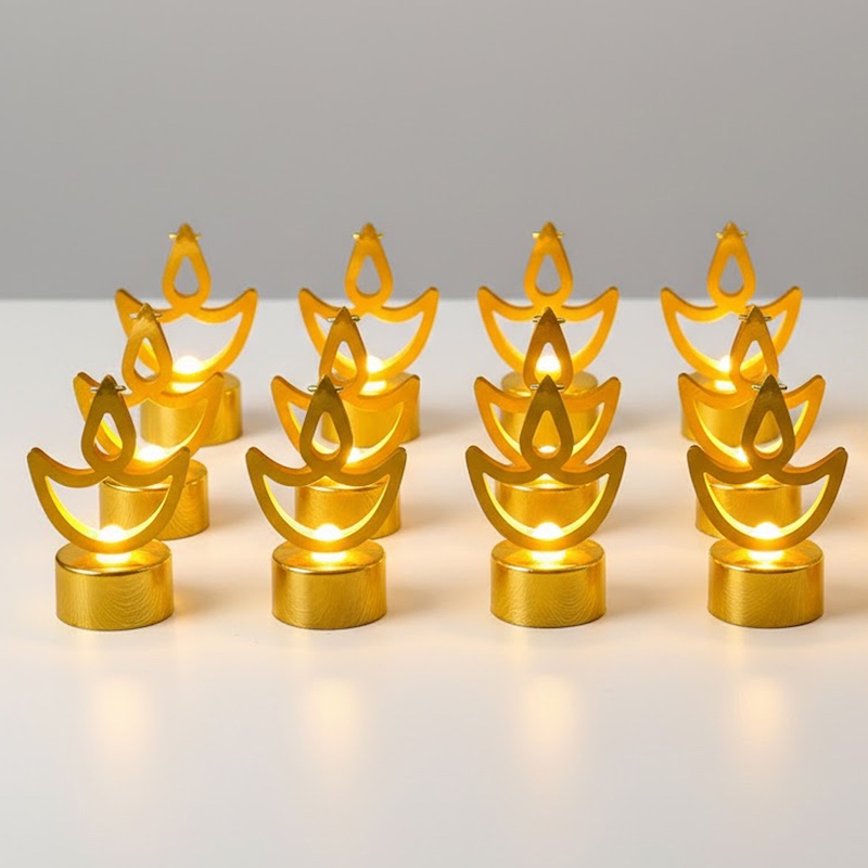 ZAYO LED GOLDEN DIYA PACK OF 12 BATTERY