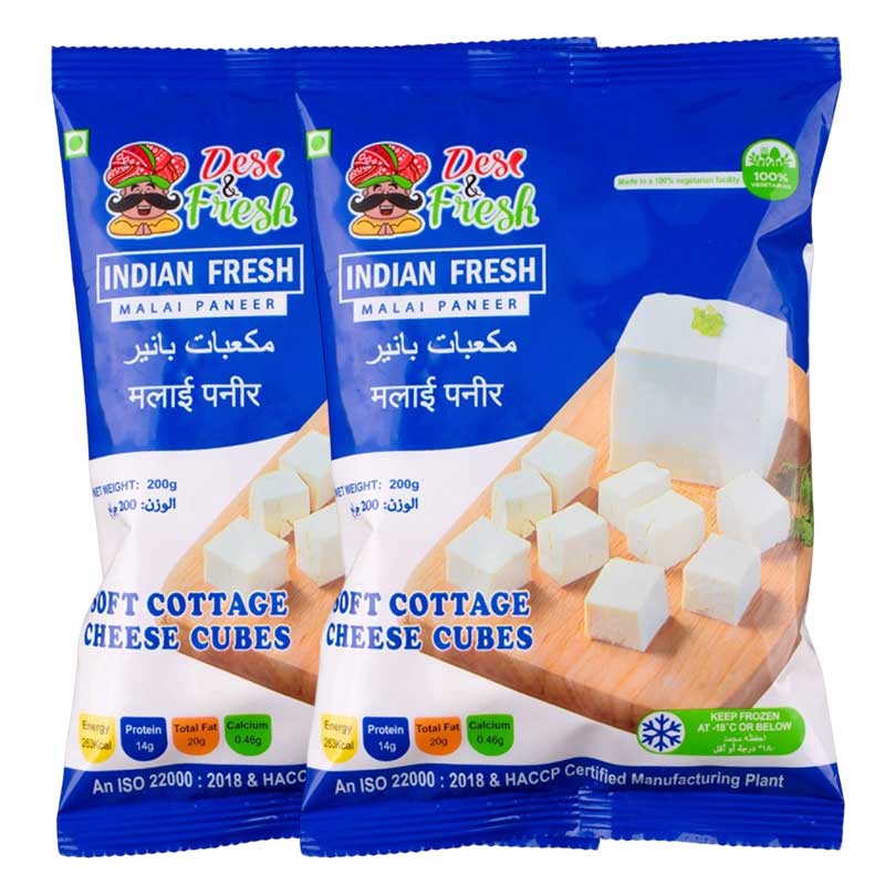 DESI &amp; FRESH MALAI PANEER CUBES 2X200GM