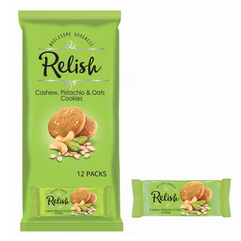 DND RELISH CASHEW &amp; PISTA OATS COOKIES 42GM