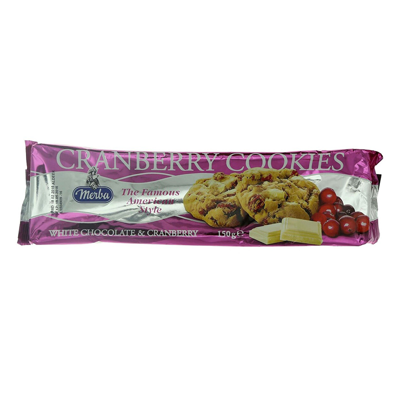 MERBA WHITE CHOCO CRNBRY COOKIES 150GM