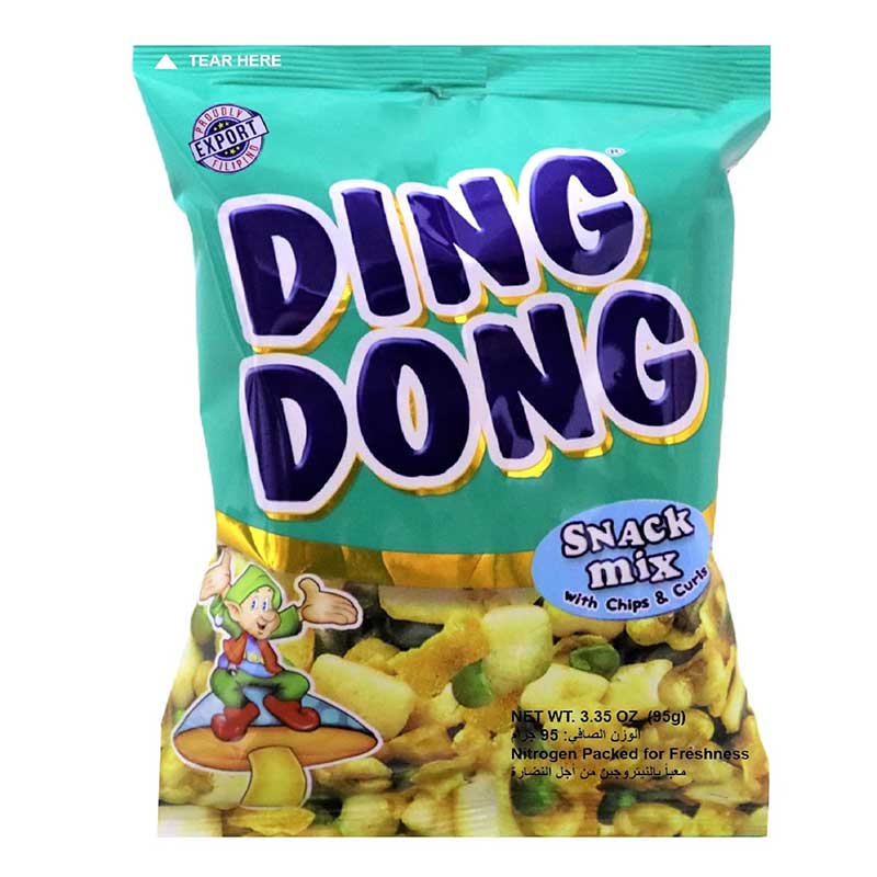DING DONG SNACKS MIX WITH CHIPS &amp; CURLS GREEN 100GM