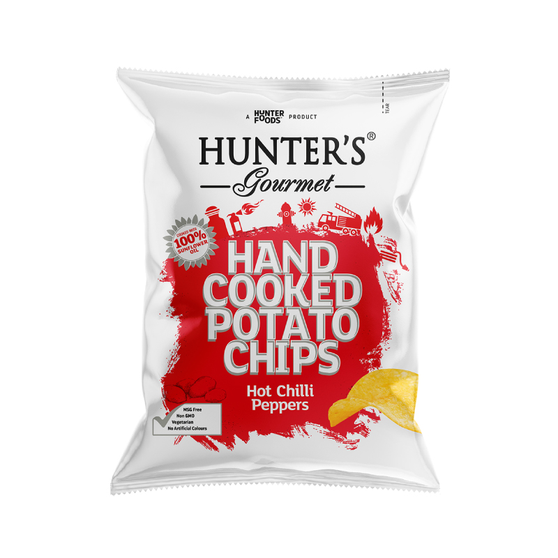 HUNTERS POTATO CHIPS HOT CHILLI PPRS 125GM