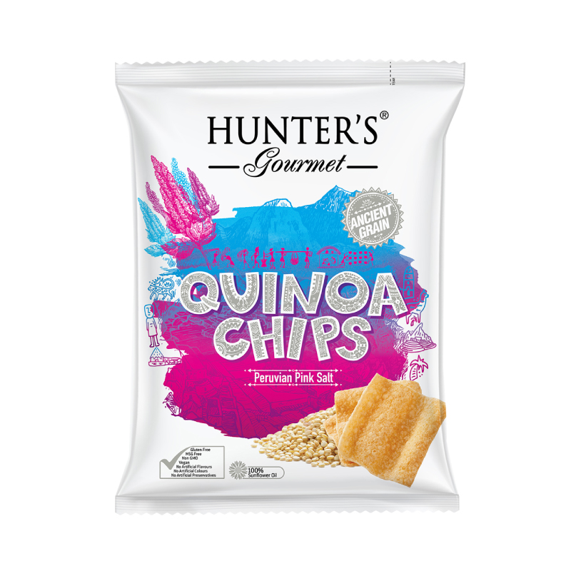 HUNTERS QUINOA CHIPS PERUVIAN SALT 75GM