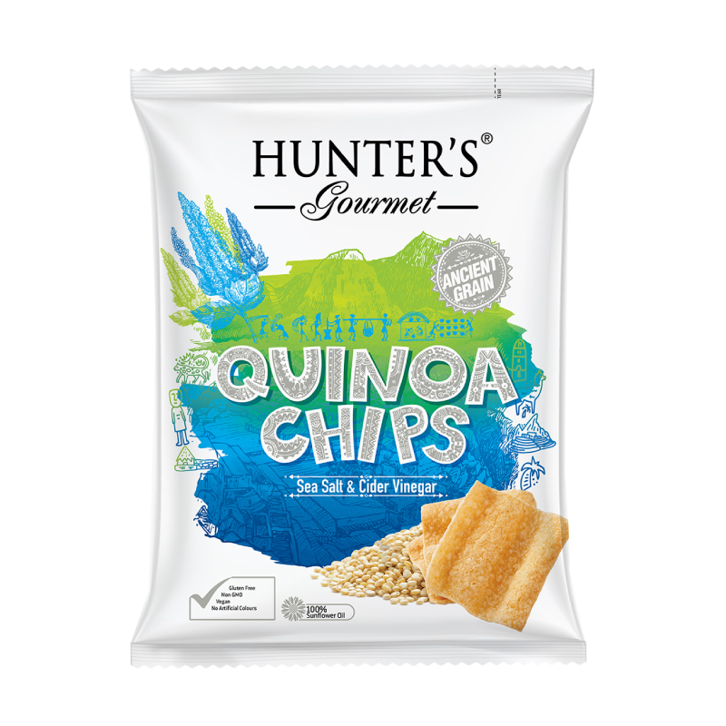 HUNTERS QUINOA CHIPS SALT &amp; VNGR 75GM