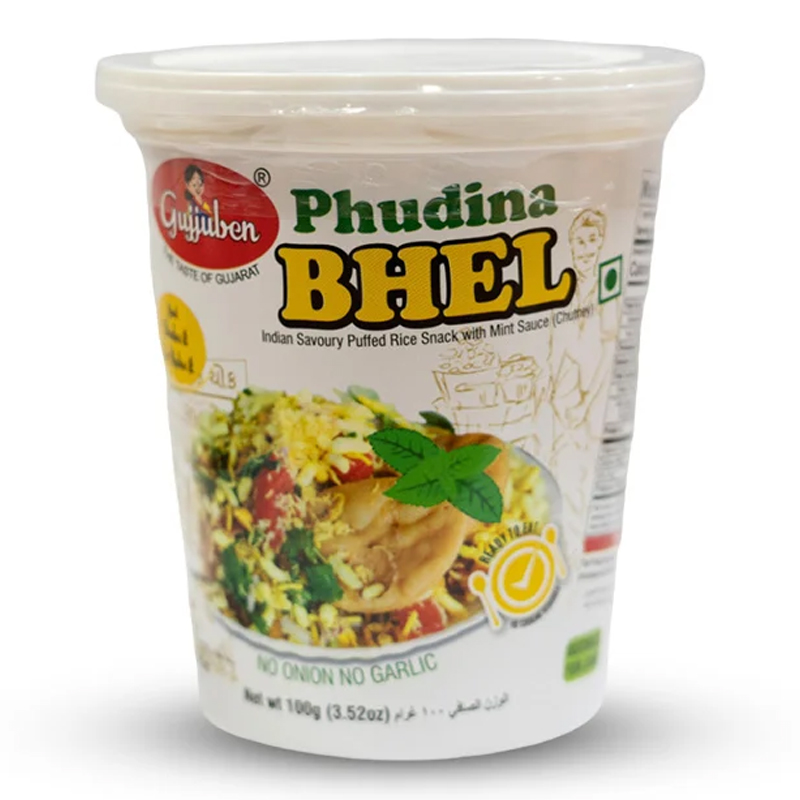 GUJJUBEN PUDINA BHEL PURI CUP 100GM