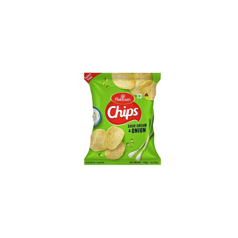 HALDIRAMS POTATO CHIPS SOUR CREAM &amp; ONION 120GM