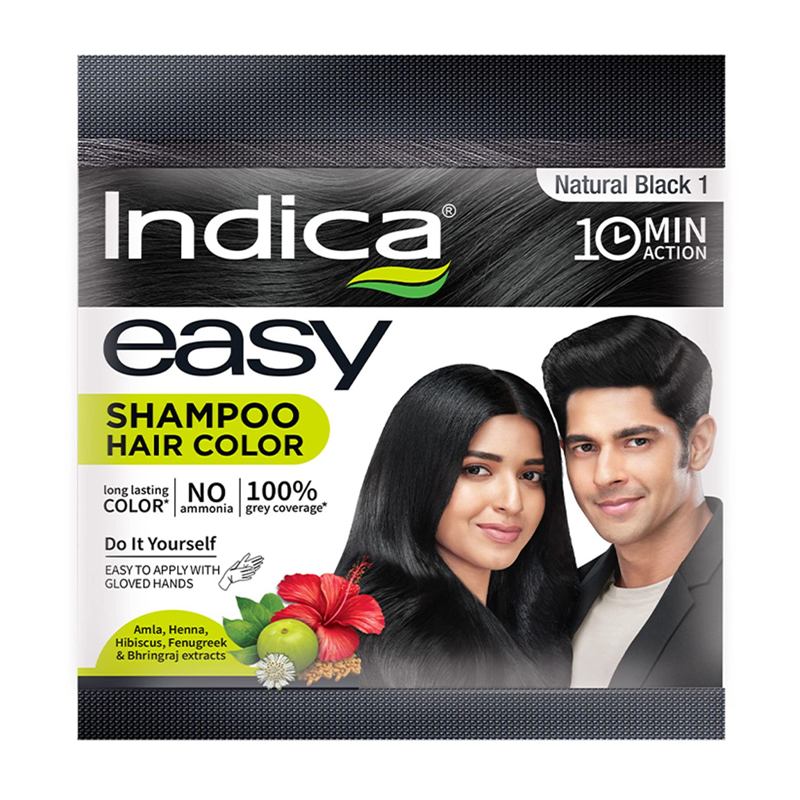INDICA HAIR COLOR SHMP NTRL BLK 18ML