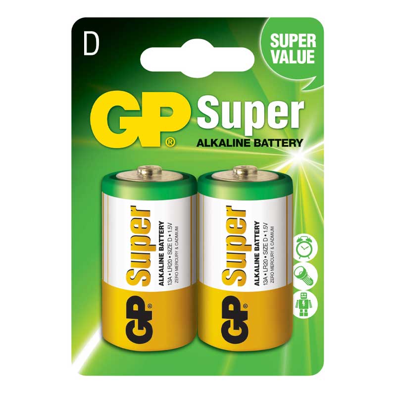 GP SUPER ALKALINE D LR20 1.5V BATTERY