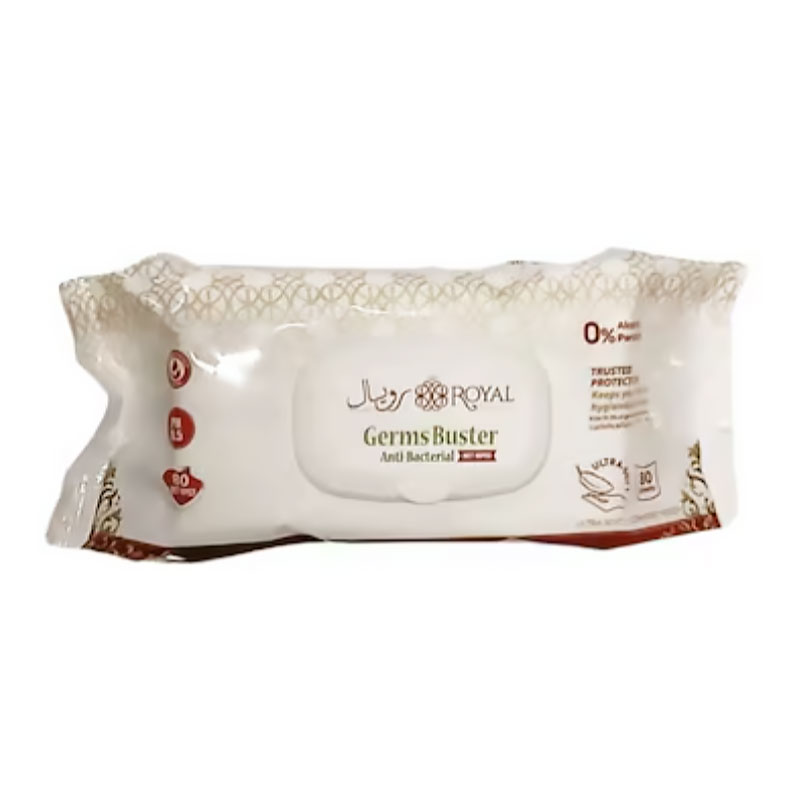 ROYAL ANTIBACTERIAL WET WIPES 80SHT