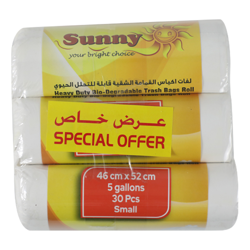 SUNNY WHITE TRASH BAG 46X52CMS S ROLL 3X30PCS