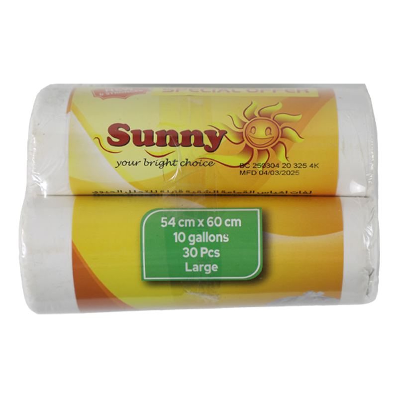 SUNNY WHITE TRASH BAG 54X60CMS L ROLL 2X30PCS