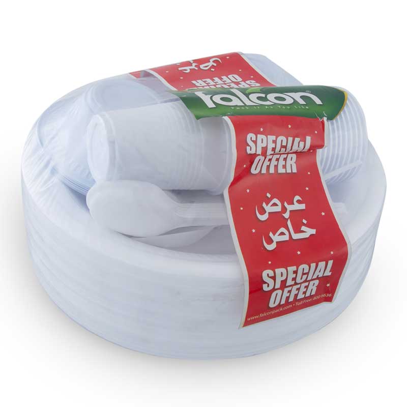 FALCON FOAM PLATE+CUP+BOWL+SPOON