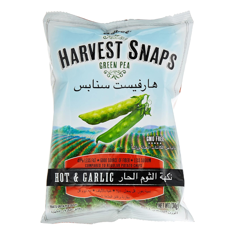 HARVEST SNAPS HOT &amp; GARLIC34GM