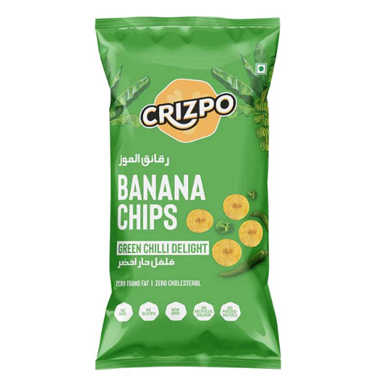 CRIZPO BANANA CHIPS GREEN CHILLI DELIGHT 45GM