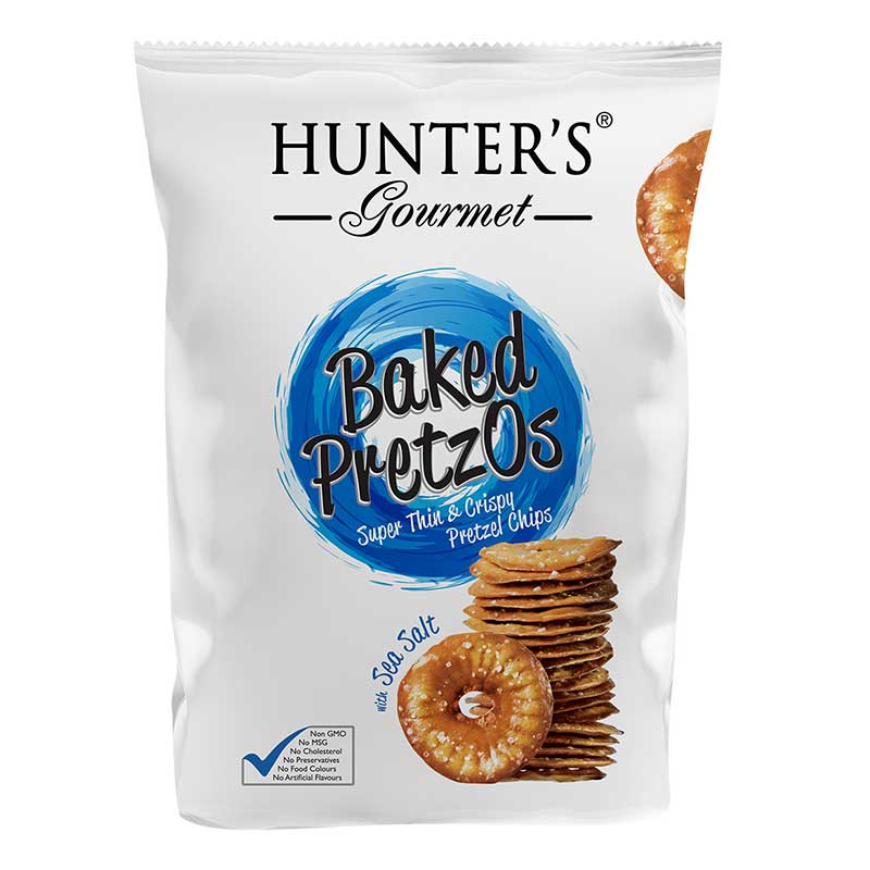 HUNTERS BAKED PRETZOS WT SEA SALT 180GM