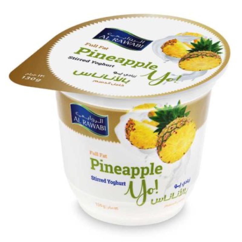 AL RAWABI SINGLE POT YOGHURT PINE APPLE 130GM