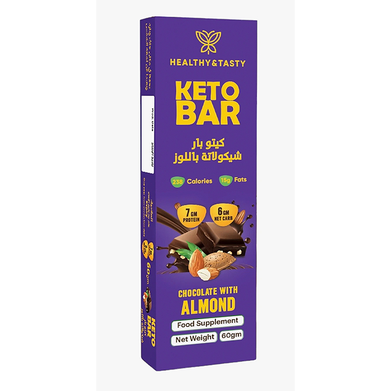 H&amp;T KETO BAR CHOC WITH  ALMOND 60GM