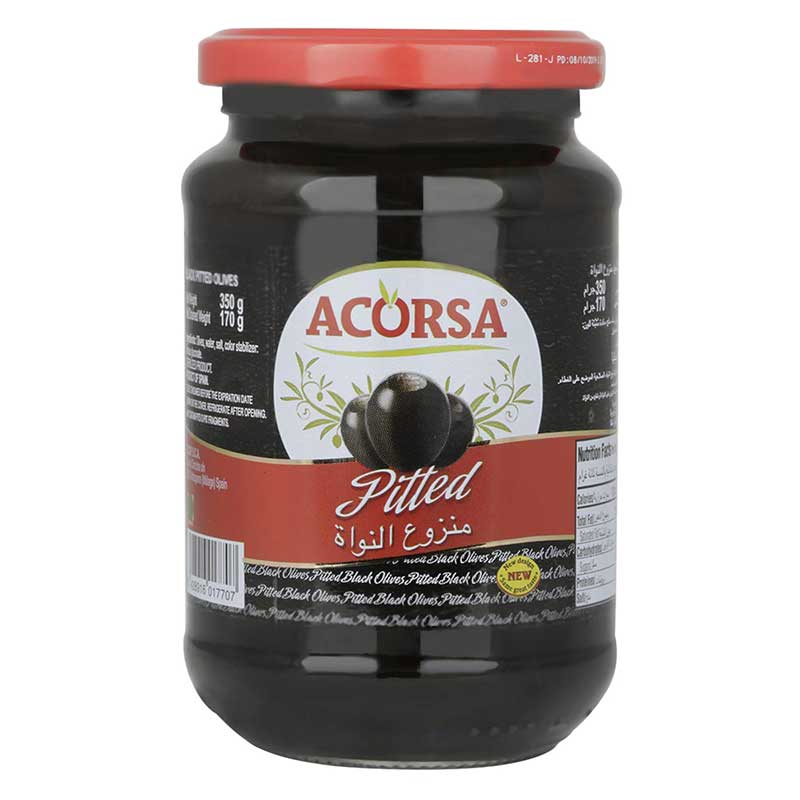 ACORSA OLIVES BLK PLAIN 200GM