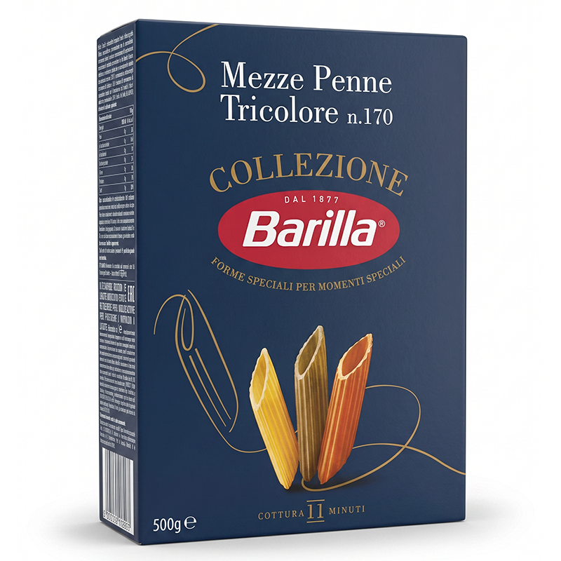 BARILLA MEZZE PENNE TRICOLOR 500GM