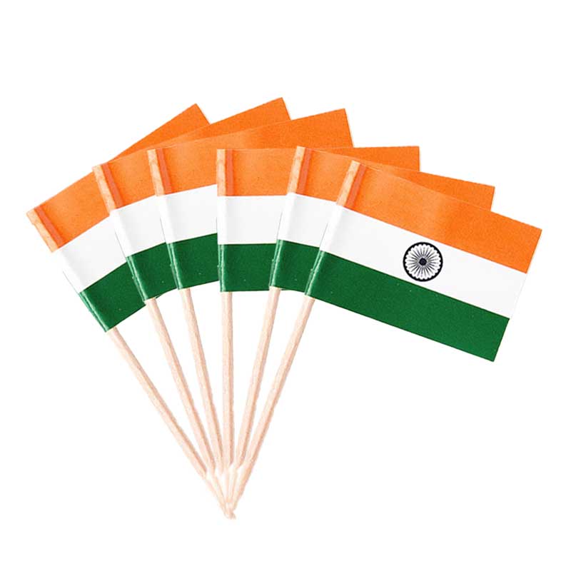 FLAG INDIA + BAMBOO STICK 40*60 PACK OF 6