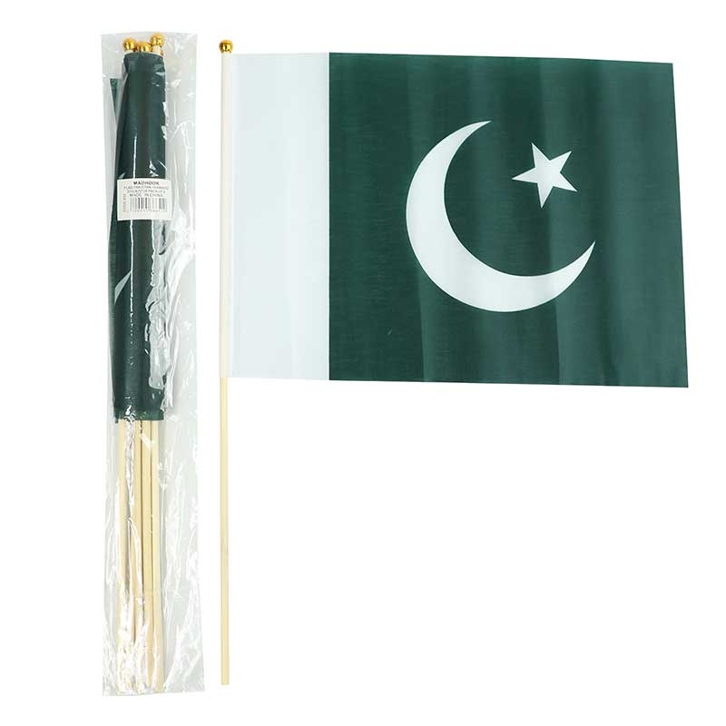 FLAG PAKISTAN + BAMBOO STICK 20*28 PACK OF 6