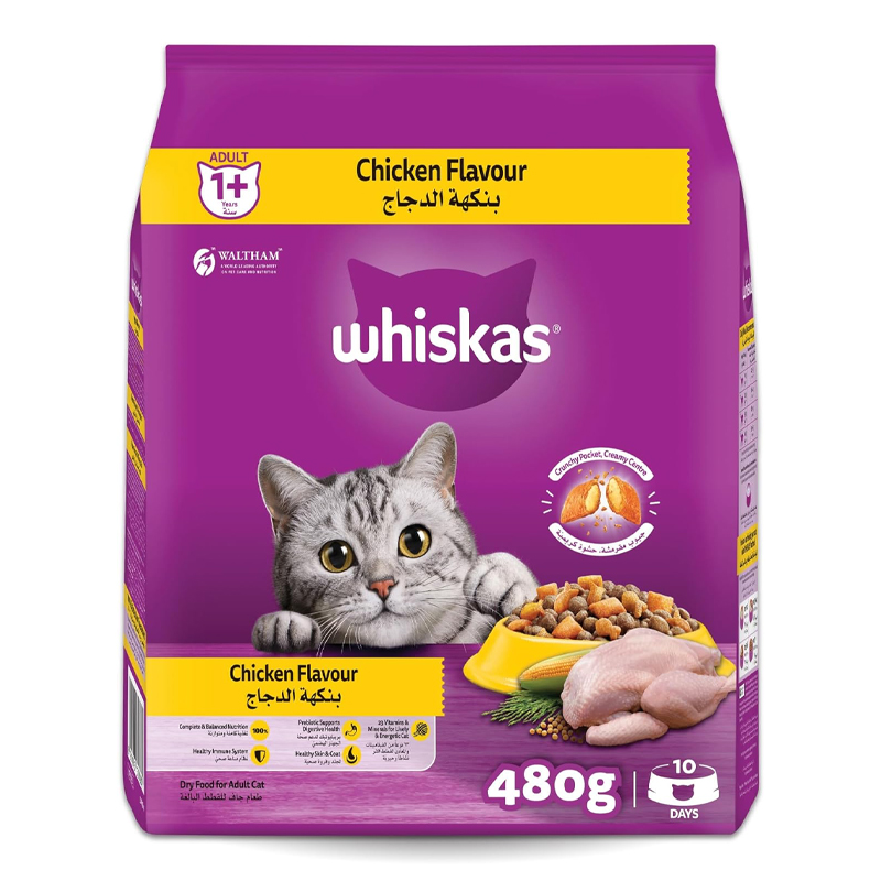 WHISKAS CAT FOOD CHICKEN 480GM