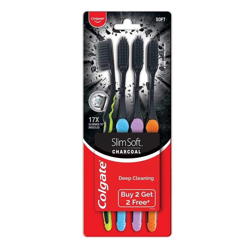 COLGATE TOOTHBRUSH SLIM SOFT CHARCOAL 4S