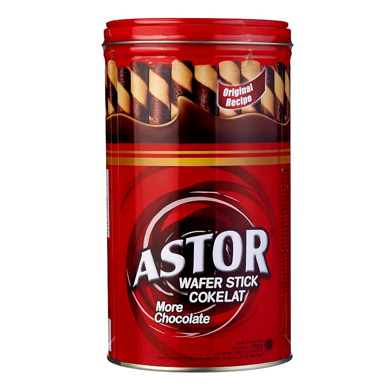 MAYORA ASTOR CHOCO STICK WAFER TIN 330GM SP OFF
