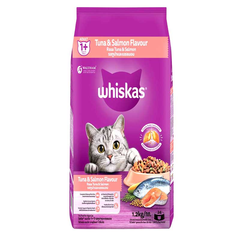 WHISKAS TUNA &amp; SALMON FLAVOUR 1+ ADULT 1.2KG