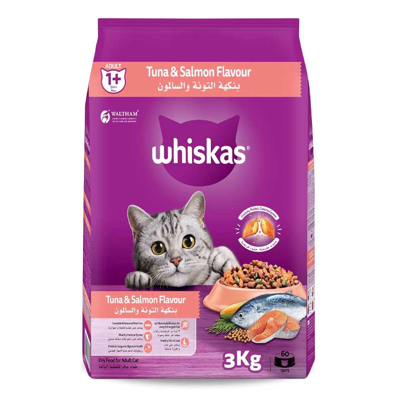 WHISKAS TUNA &amp; SALMON FLAVOUR 1+ ADULT 3KG
