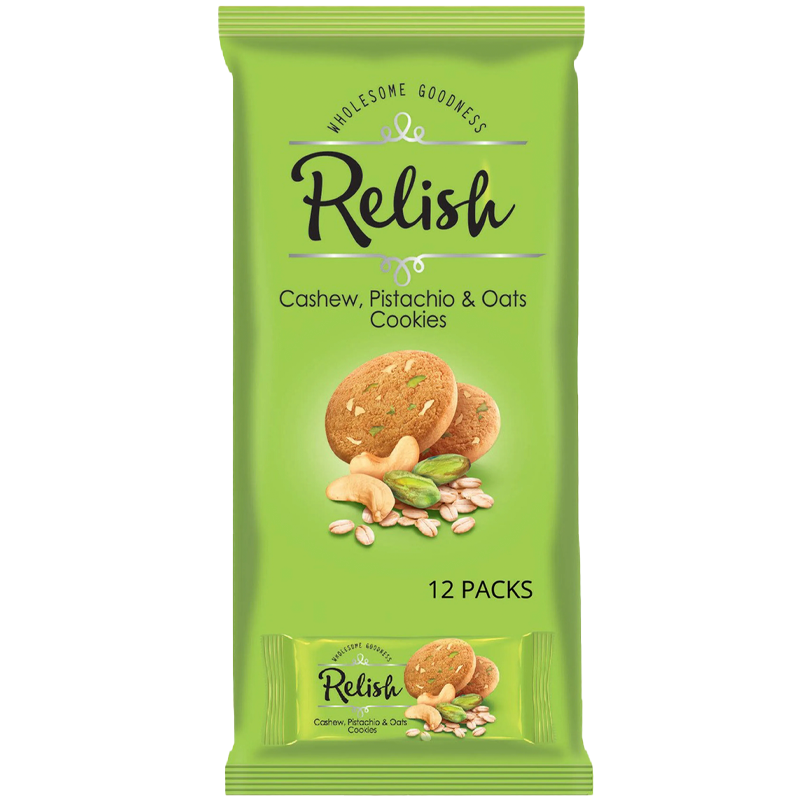 RELISH CASHEW &amp; PISTA OATS COOKIES 42GM