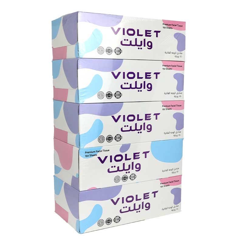 VIOLET FACIAL TISSUE 150X 2 PLY