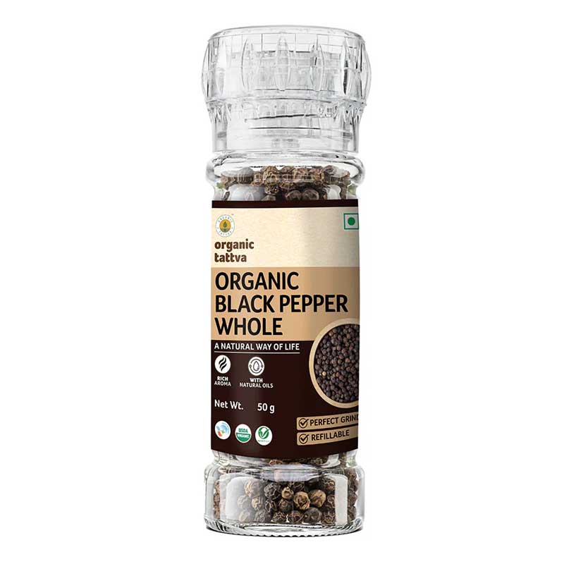 ORGANIC TATTVA BLACK PEPPER WHOLE GRINDER 50GM