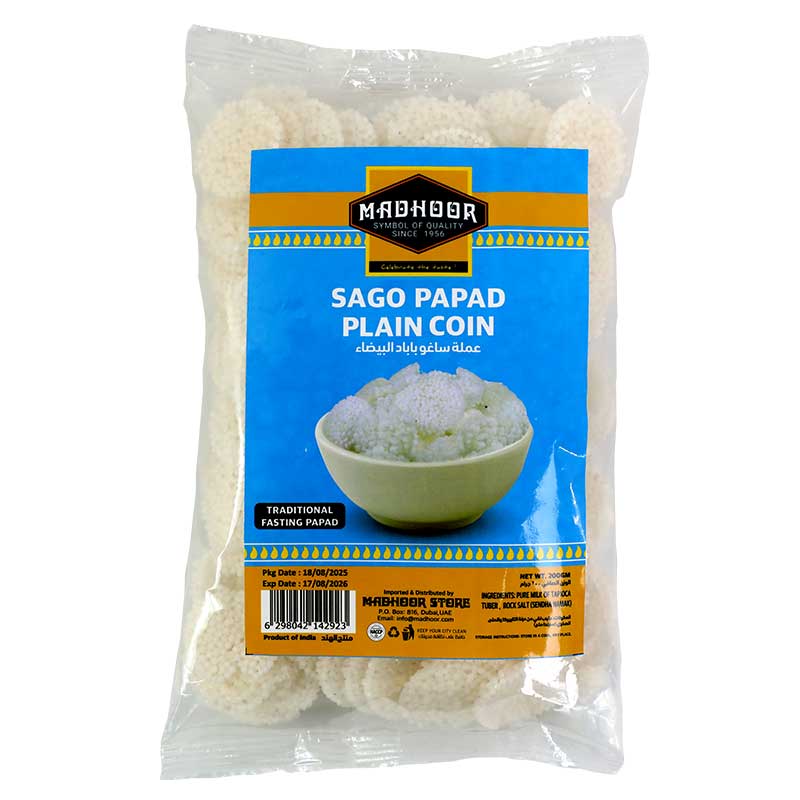 MADHOOR SAGO PAPAD PLAIN COIN 200GM