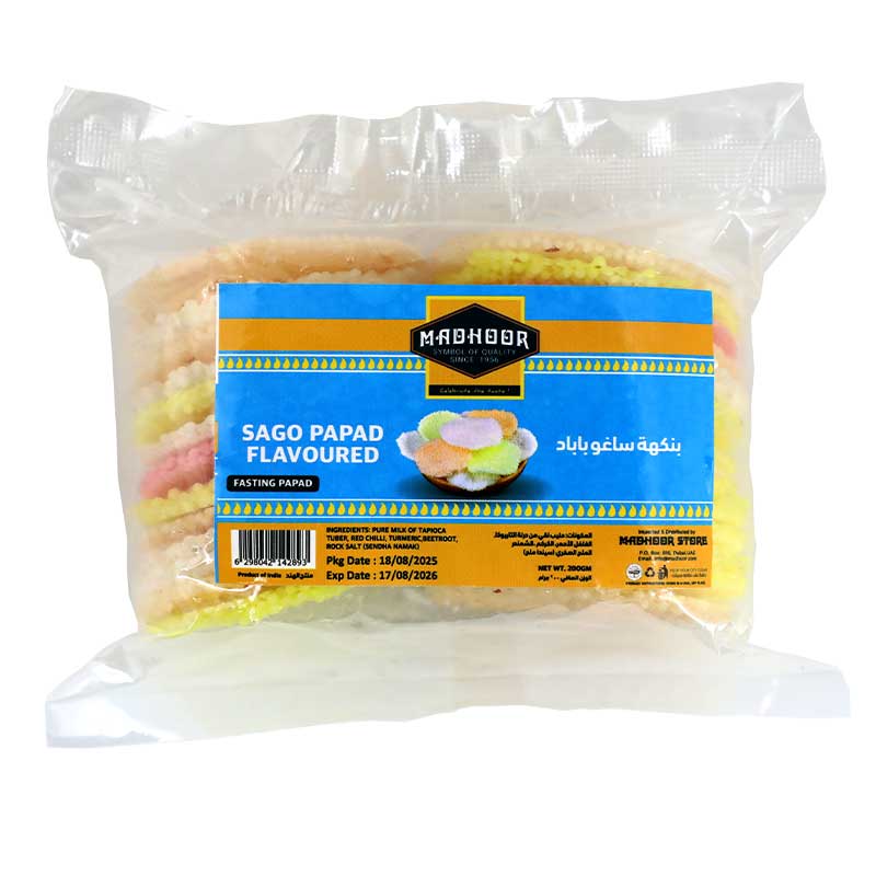 MADHOOR SAGO PAPAD FLAVOURED 200GM