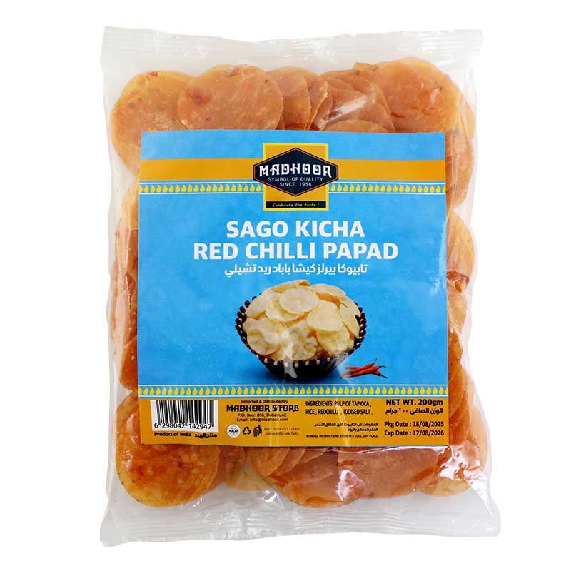 MADHOOR TRADITIONAL SAGO PAPAD RED CHILLI 200GM