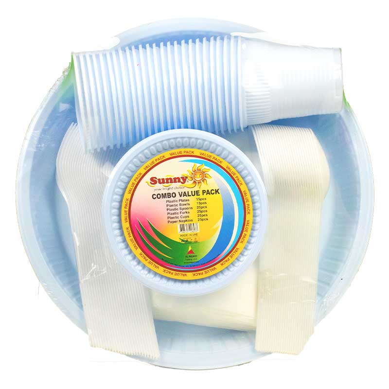 SUNNY PLASTIC COMBO SET SP+FRK+PLT+BWL+GLS+NPKN