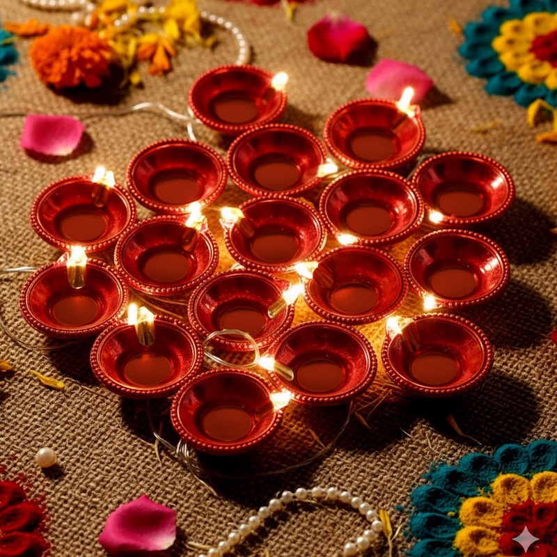ZAYO LED DIYA STRING LIGHT RED