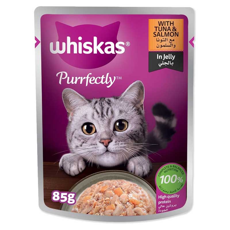 WHISKAS PURR TUNA &amp; SALMON FLVR 85GM