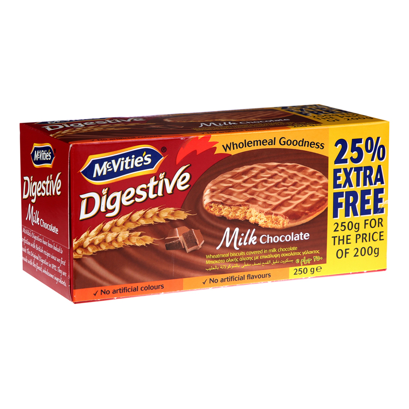 MCVITIES DIGESTIVE MILK CHOCOLATE 250GM