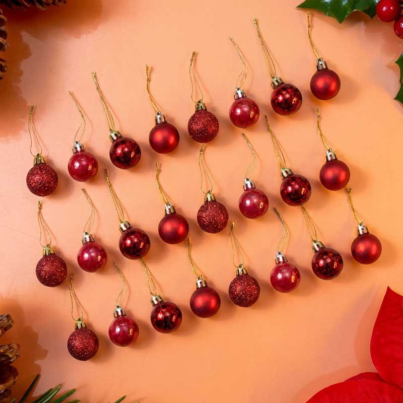 CHRISTMAS BALLS RED 24PCS 6CM