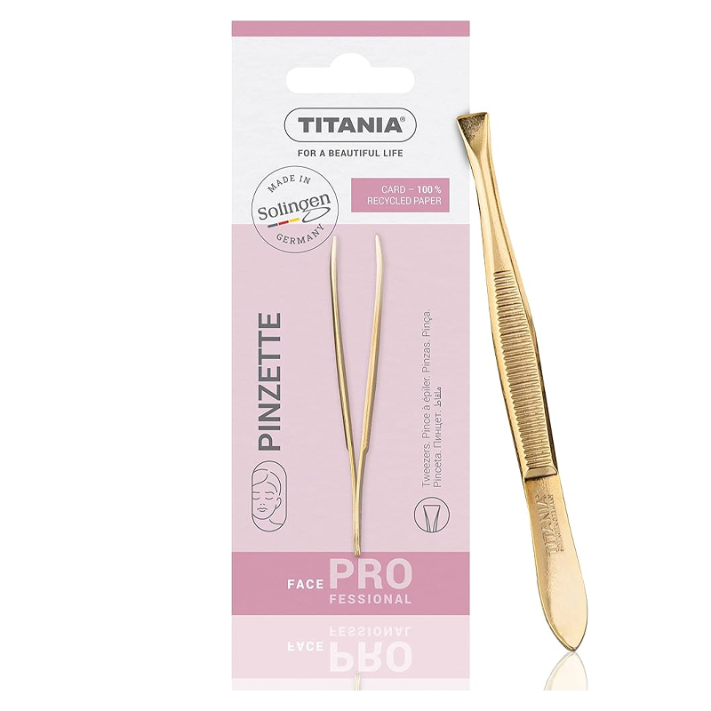TITANIA TWEEZERS POINT GOLD PLATED SLANTED
