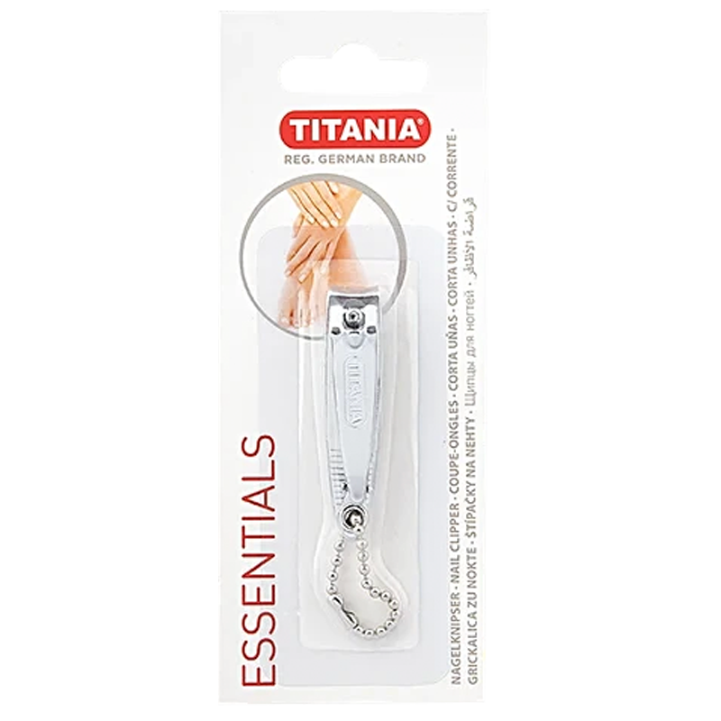 TITANIA NAIL CUTTER SMALL WITH CHAIN CHROMIUM PLATED
