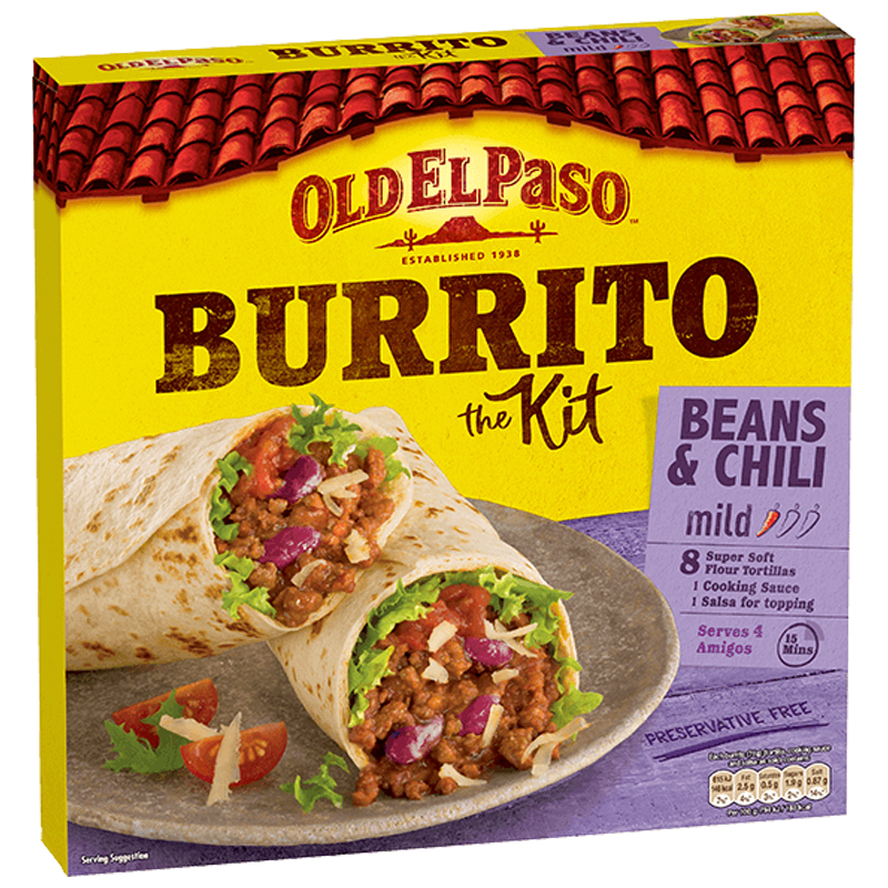 OLD EL PASO BURRITO KIT (BEANS &amp; CHILI) 620G
