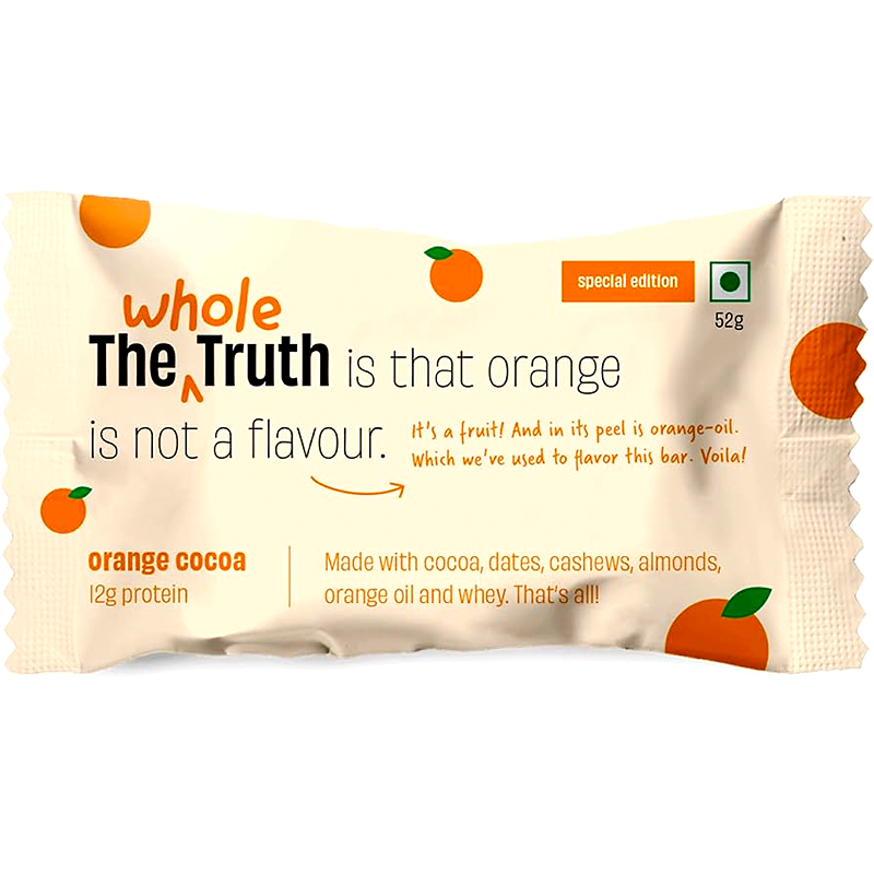 THE WHOLE TRUTH PROTEIN COCOA BAR ORANGE 52GM