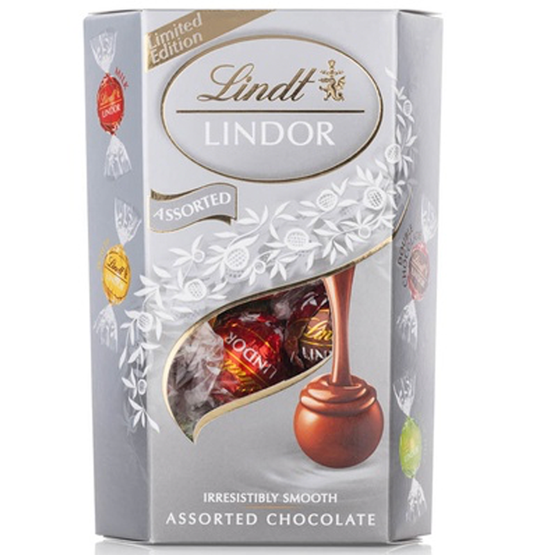 LINDT LINDOR SILVER ASSORTED 200GM