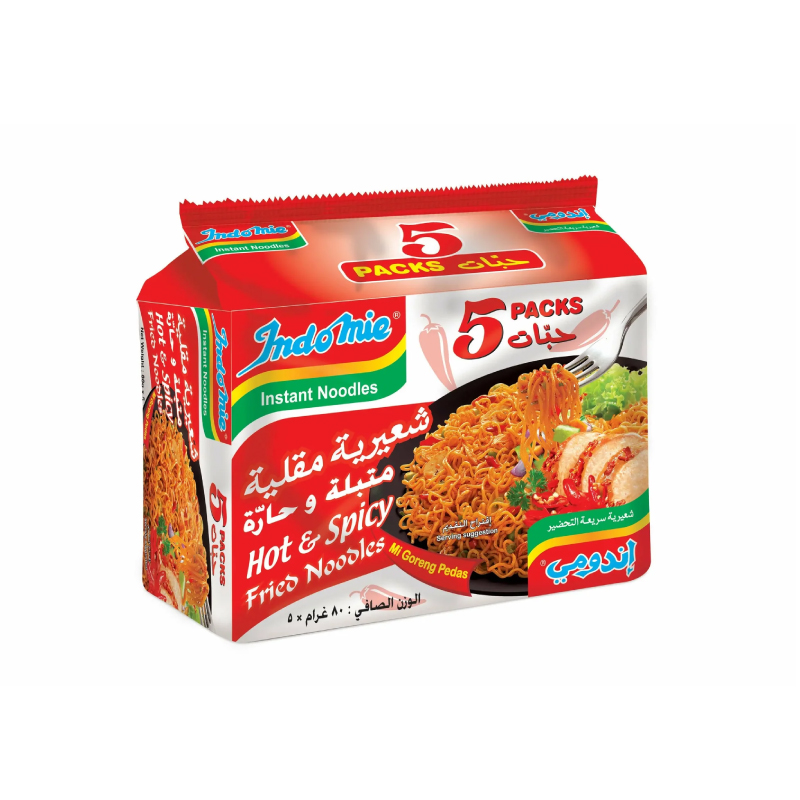 INDOMIE NOODLES HOT&amp;SPICY  5x80GM