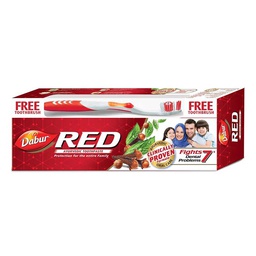 [0100006586] DABUR TOOTHPASTE RED + FREE TOOTHBRUSH 200GM