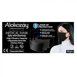 [0100002704] ALOKOZAY BLACK FACE MASK 3 PLYX50PCS