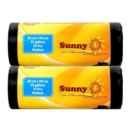 [0100025431] SUNNY BLACK GARBAGE BAGS 80X110CMS M ROLL 2X20PCS